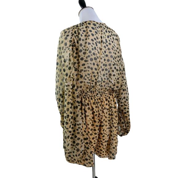 ASOS US 6* Gathered Waist Blouson Sleeve Chiffon Romper Leopard Print - Picture 3 of 11